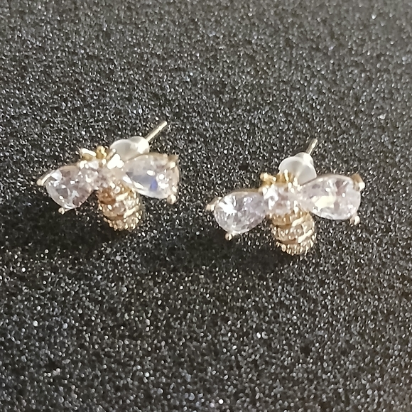 925 Silver Crystal Bee Zircon Earrings Stud Dangle Wedding Jewelry Women - Picture 4 of 6